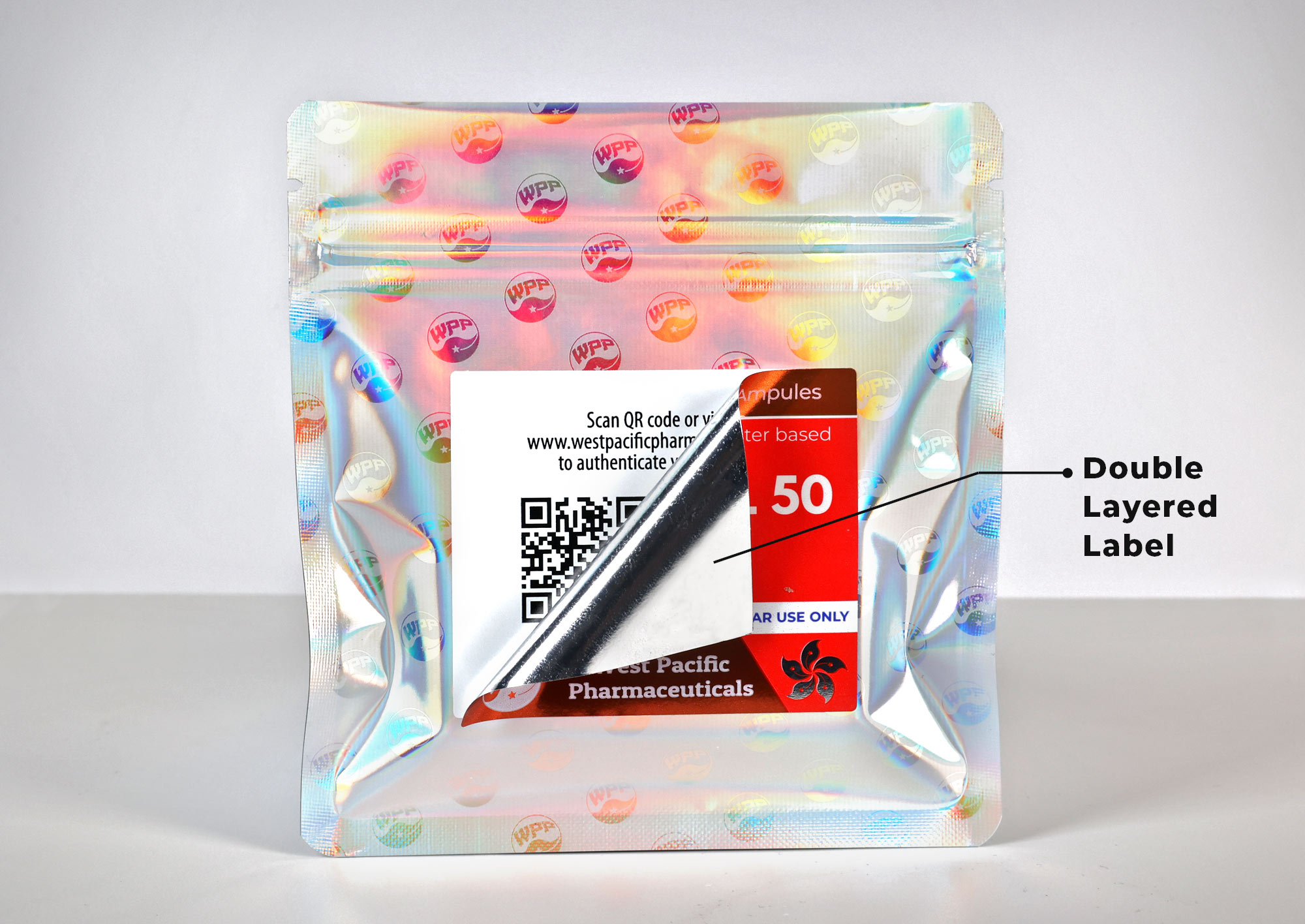 Double layered label - injectable form products